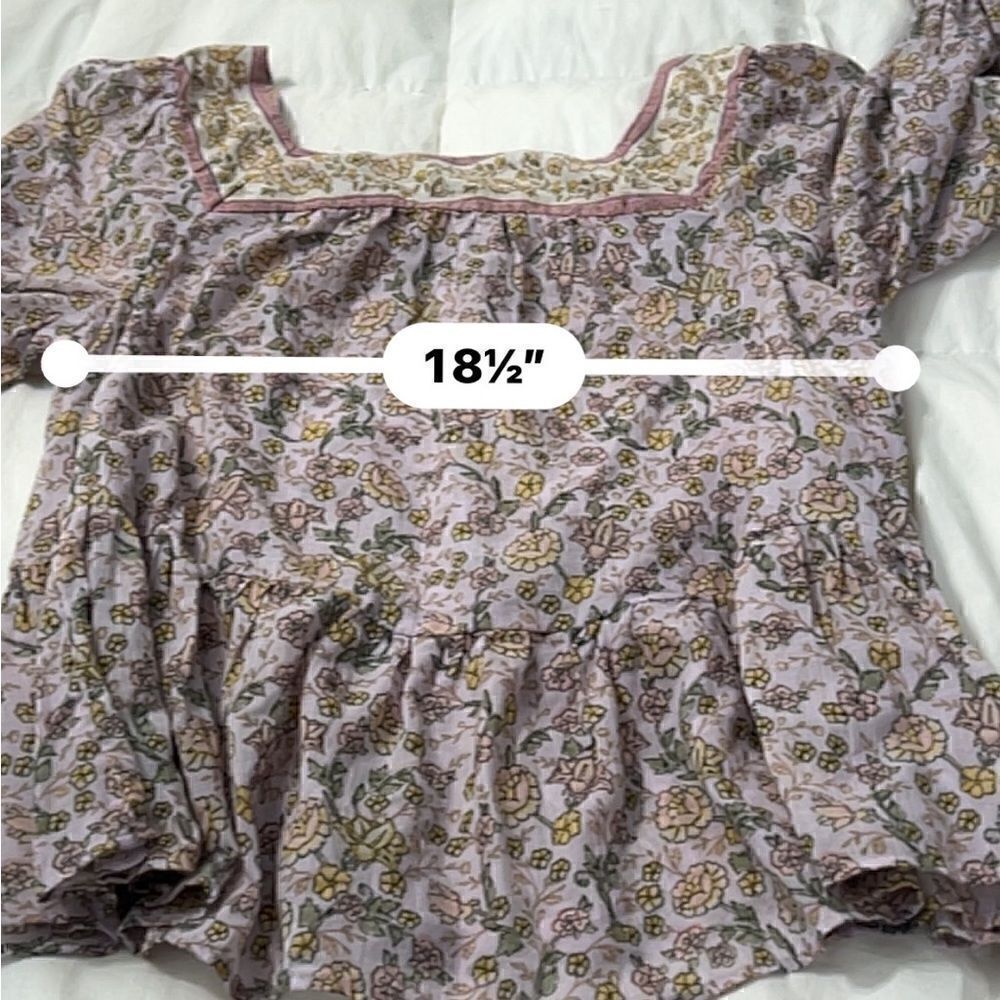 American Eagle Y2K  NWT 100% cotton squ neck L/S peasant blouse - Picture 16 of 16